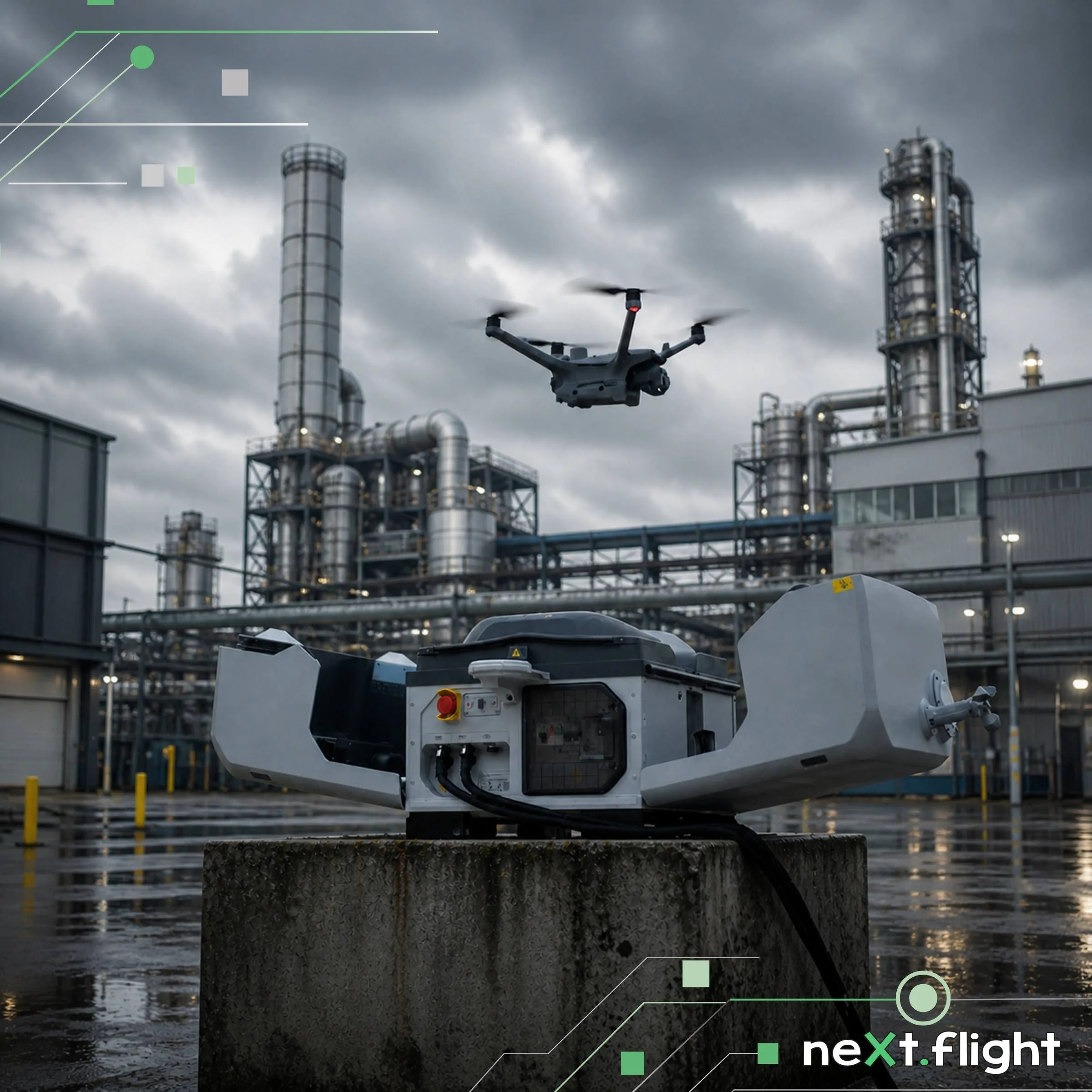 Automated drone security for large industrial sites